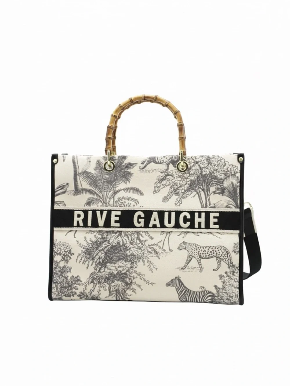 LAST ONE - NEW DROP- Black RIVE GAUCHE Bag With Bamboo Handles - Picture 2 of 2